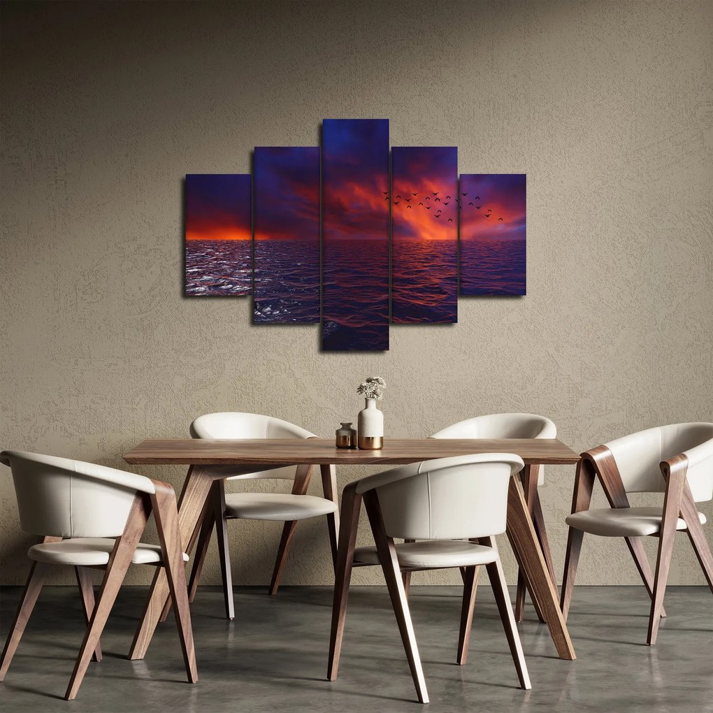 Tablou cu mare și păsări (150x105 cm)