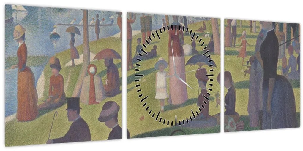 Tablou - Georges Seurat, A Sunday on La Grande Jatte, reproducere (cu ceas) (90x30 cm)