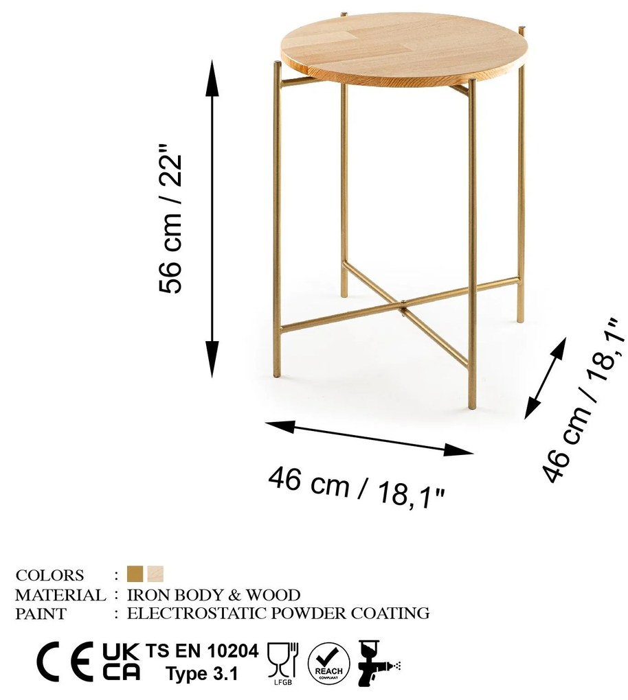 Măsuță de cafea Museli 6 (natural + auriu) . 1093231