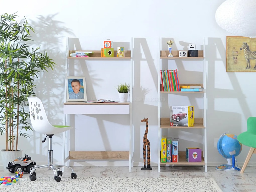 Masă PC Dylen (stejar + alb). Promo -6%. 1109741