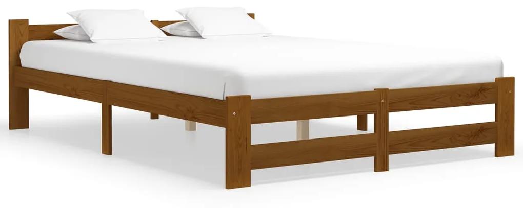 322008 vidaXL Cadru de pat, maro miere, 140 x 200 cm, lemn masiv de pin