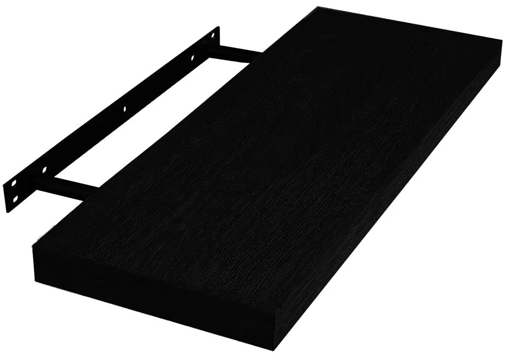 Raft de perete cu suport ascuns, 118x23.5x3.8 cm, Negru