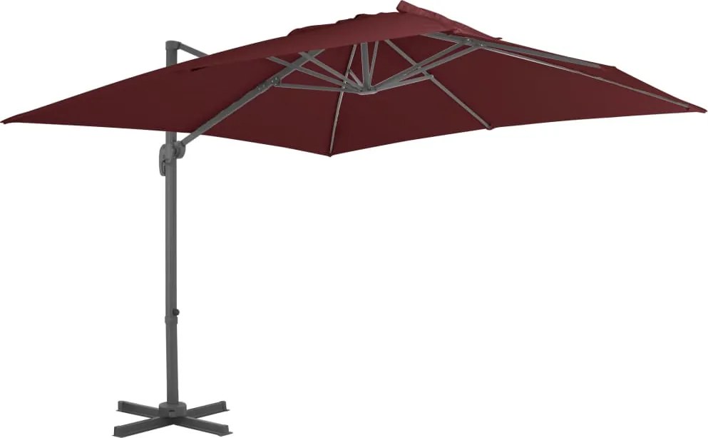 vidaXL Umbrelă în consolă cu stâlp din aluminiu, bordo, 400x300 cm
