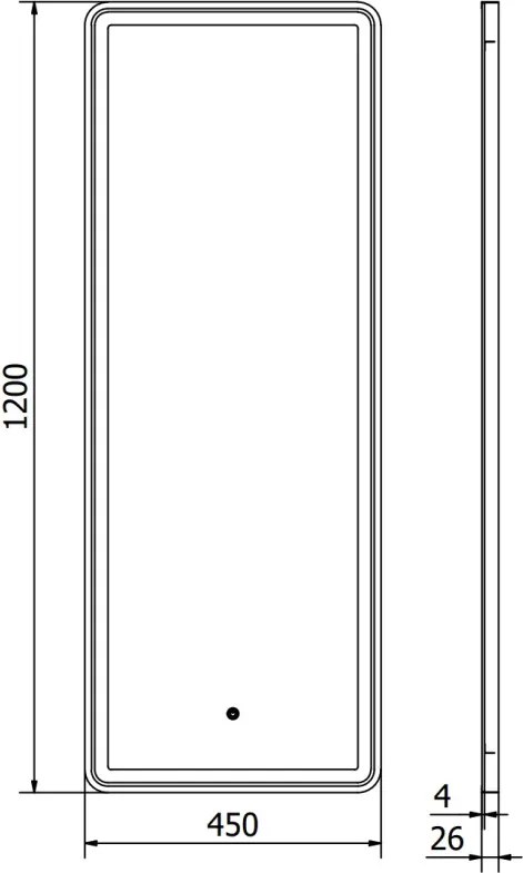 Mexen Coro oglindă de baie iluminată 45 x 120 cm, LED 6000K, anti-aburire, ramă neagră - 9817-045-120-611-70