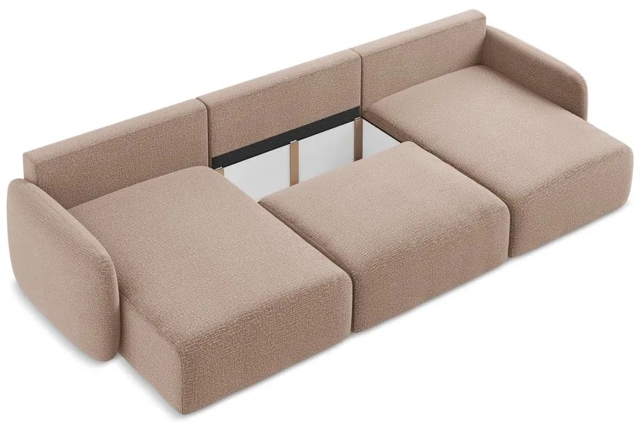 Colțar maro deschis extensibil/cu spațiu de depozitare Kalena – Makamii