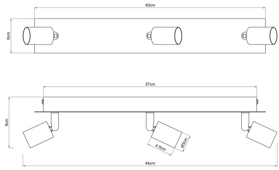 Spot DREW 3xGU10/35W/230V negru/alamă Globo 57998-3B