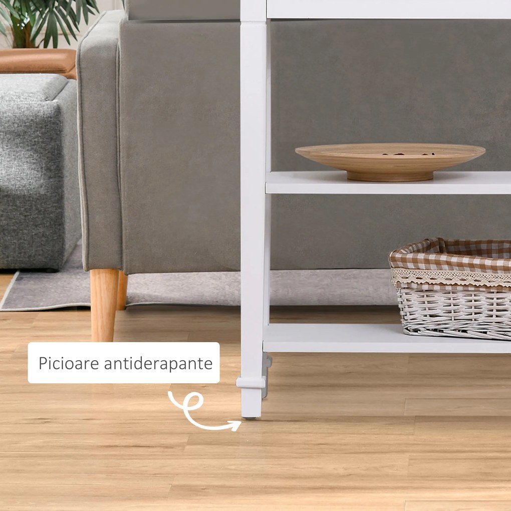 HOMCOM Masa multifunctionala pentru hol, cu sertar, lemn pin, 75.6x27.5x80.5cm, alb | Aosom Romania