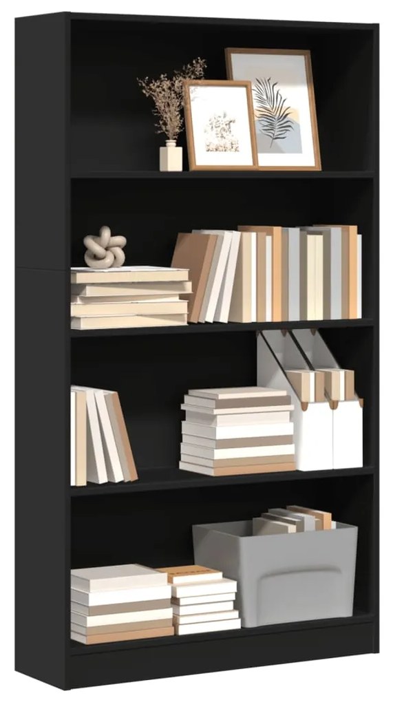 vidaXL Bibliotecă, negru, 80x24x143 cm, lemn prelucrat