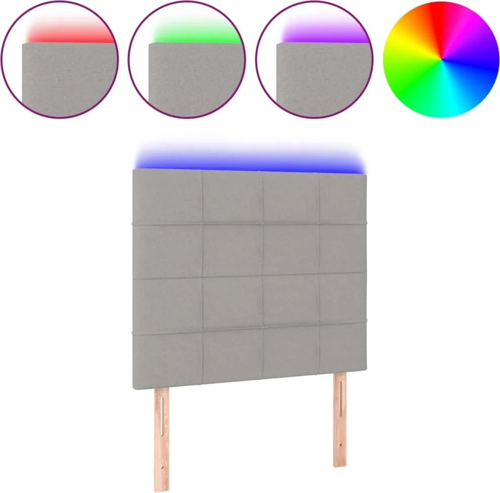 vidaXL Tăblie de pat cu LED, gri deschis, 100x5x118/128 cm, textil
