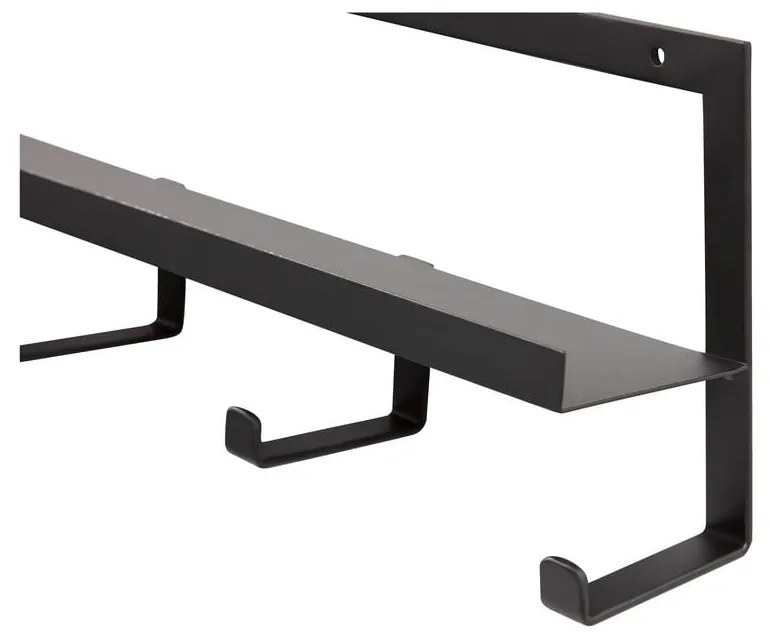 Cuier de perete negru cu raft din metal Quinn – WOOOD