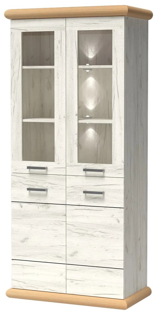 Vitrină Kenny 03 (cu iluminat LED) (craft Alb + craft auriu). 1057828
