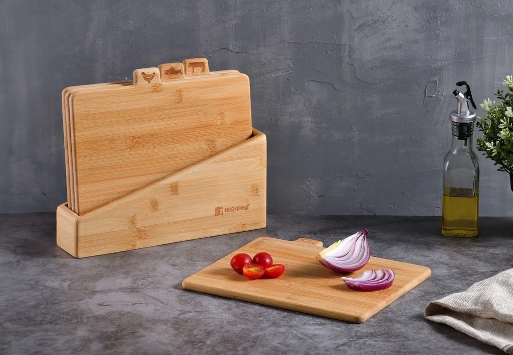 Set 5 piese tocatoare bambus natur Bergner BG-4940-MM