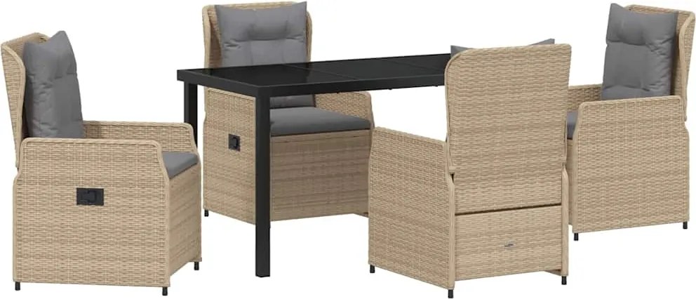 vidaXL Set de masă pentru grădină 5 pcs Beige și gri deschis poliratan