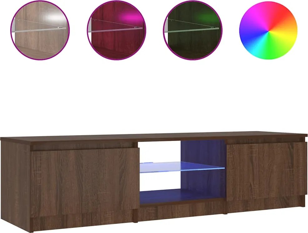 vidaXL Comodă TV cu lumini LED, stejar maro, 140x40x36 cm
