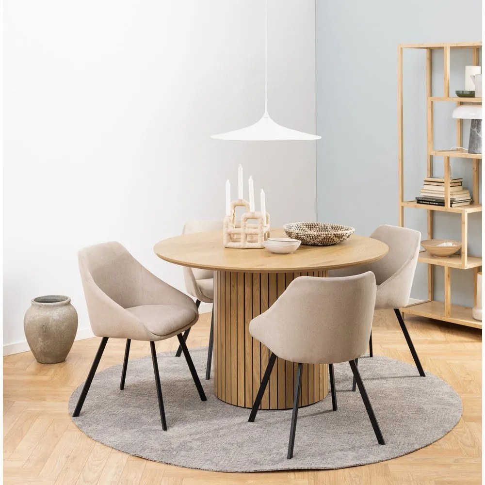Masă rotundă de sufragerie cu blat în decor de stejar ø 120 cm Yale - Actona