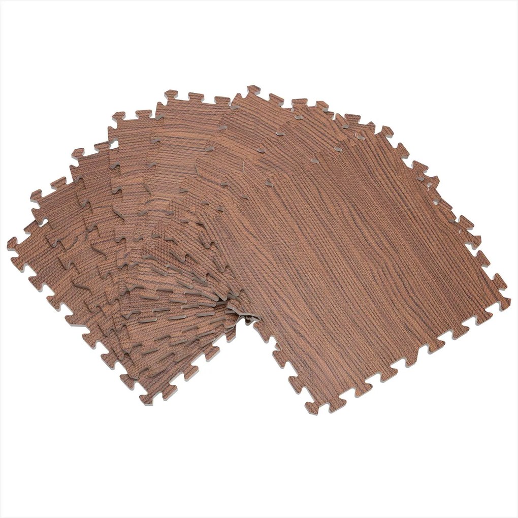 Covor pentru protectie pardoseala Puzzle 8 bucati Aspect lemn maro