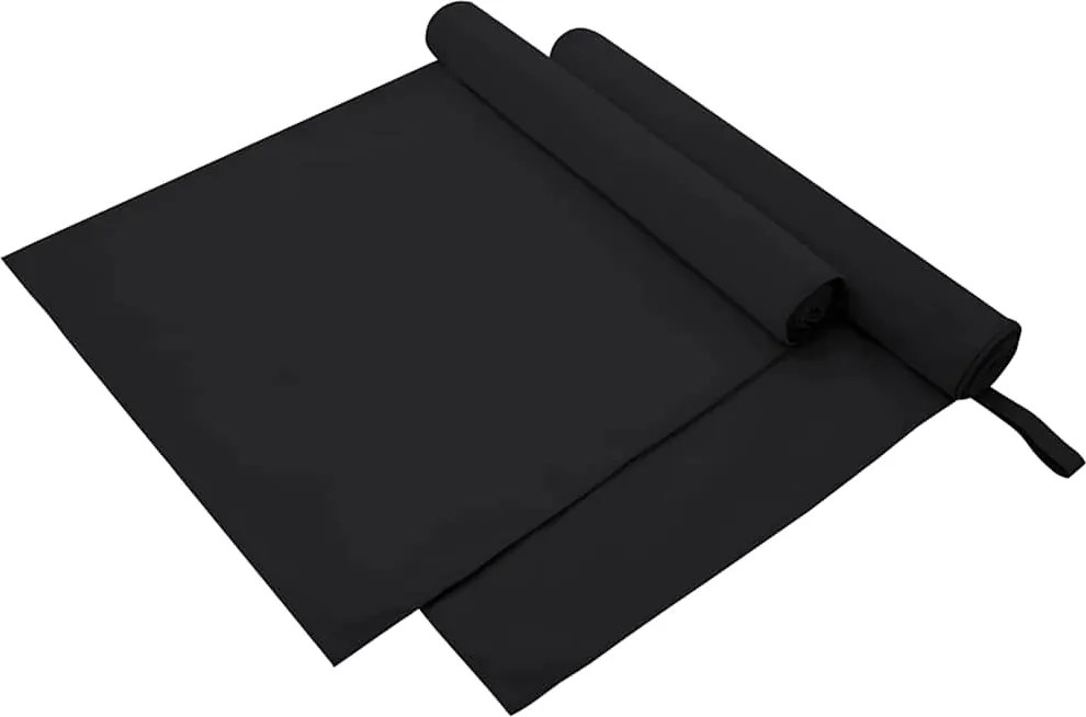 vidaXL Prosoape Sport 2 pcs Negru 180 x 90 cm Poliester și poliamidă