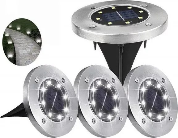 Zaparkorun Lumini solare cu LED pentru grădină - 8 LED - alb rece - 4 buc