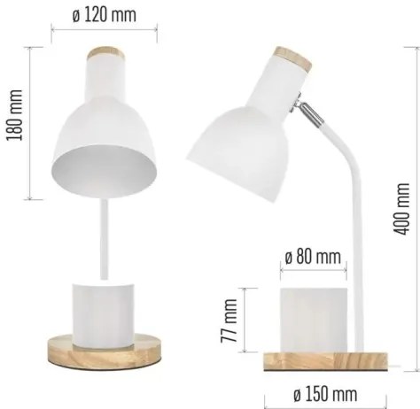 Lampă de masă POPPY 1xE27/25W/230V albă