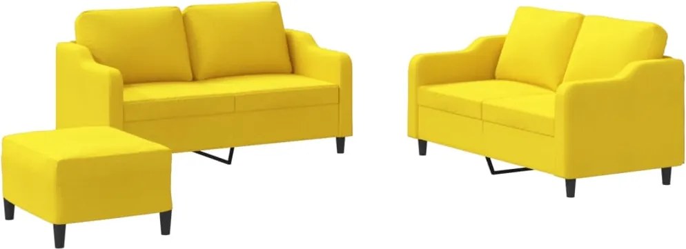 vidaXL Set de canapele cu perne, 3 piese, galben deschis, textil