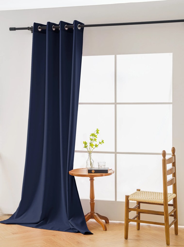 Draperie albastru inchis OXFORD LIGHT 140x250 cm Agatat: Inele metalice