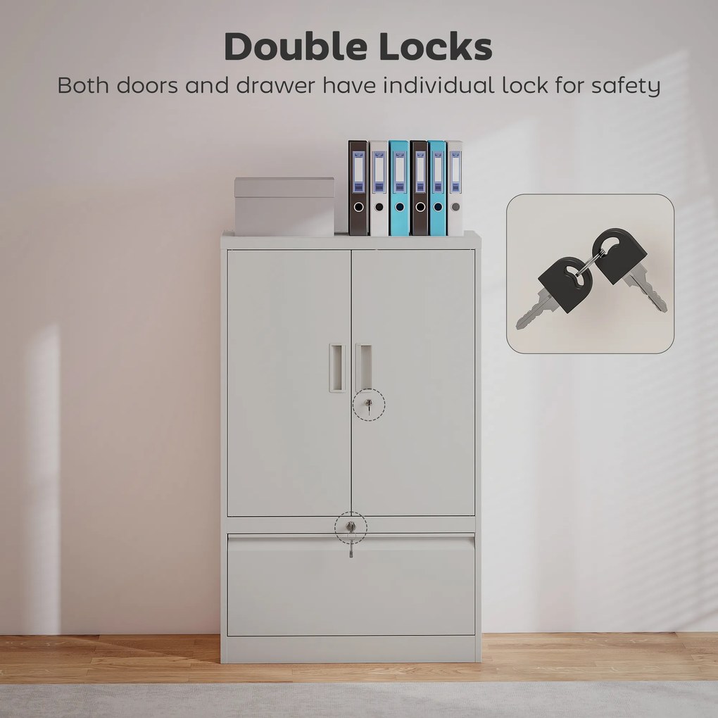 HOMCOM Dulap pentru Birou cu Raft Interior Reglabil și Sertar Alb | Aosom Romania