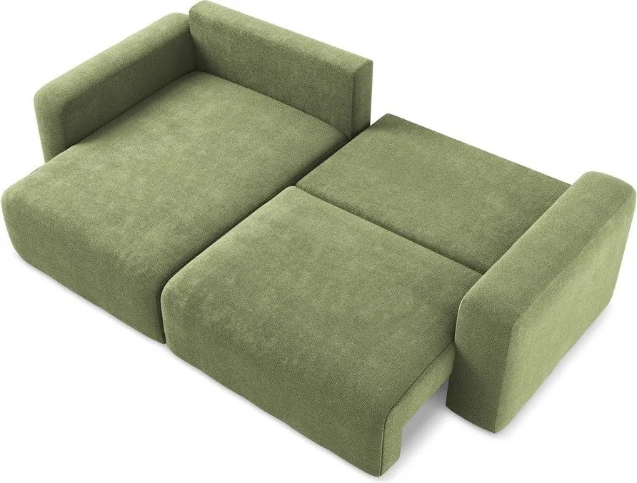 Colțar verde extensibil/cu spațiu de depozitare cu tapițerie din chenille (cu colț pe partea stângă/cu șezlong) Kona – Makamii