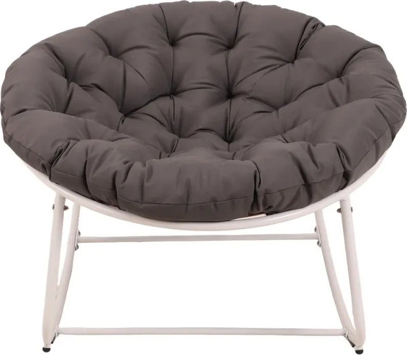 Scaun Balansoar tip Ou, Șezlong din ratan PE, cadru metalic, pernă căptușită, pentru exterior si interior, Gri