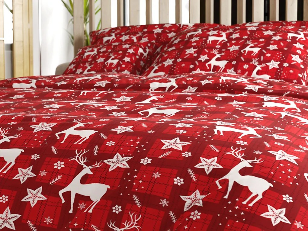 Lenjerie de pat din microfibra VELVET CHRISTMAS rosie Dimensiune lenjerie de pat: 2 buc 70 x 90 cm | 200 x 220 cm