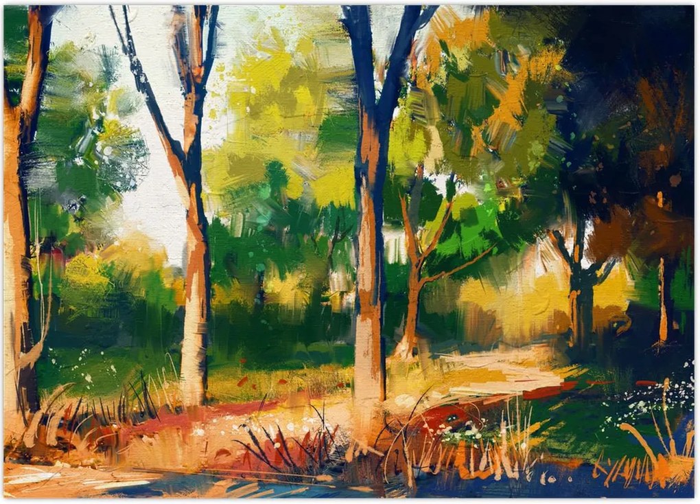 Tablou - Pădure de vară însorită, pictură (70x50 cm)