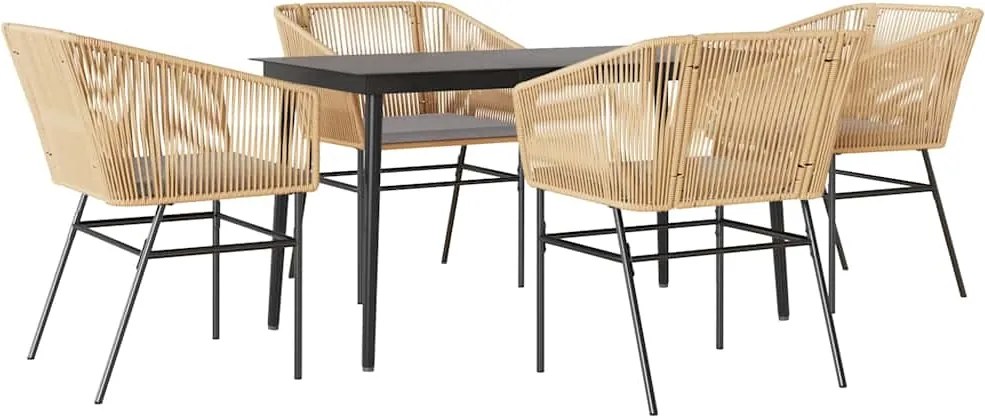vidaXL Set mobilier de grădină cu perne 5 piese maro sticlă polirattan