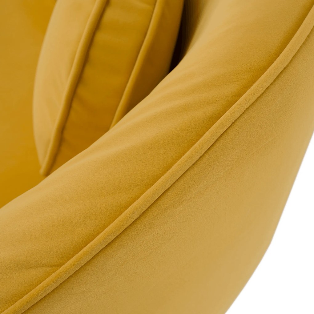 Canapea cu 2 locuri de design, ţesătură Velvet galbenă/gold crom auriu, EZIO TYP 2