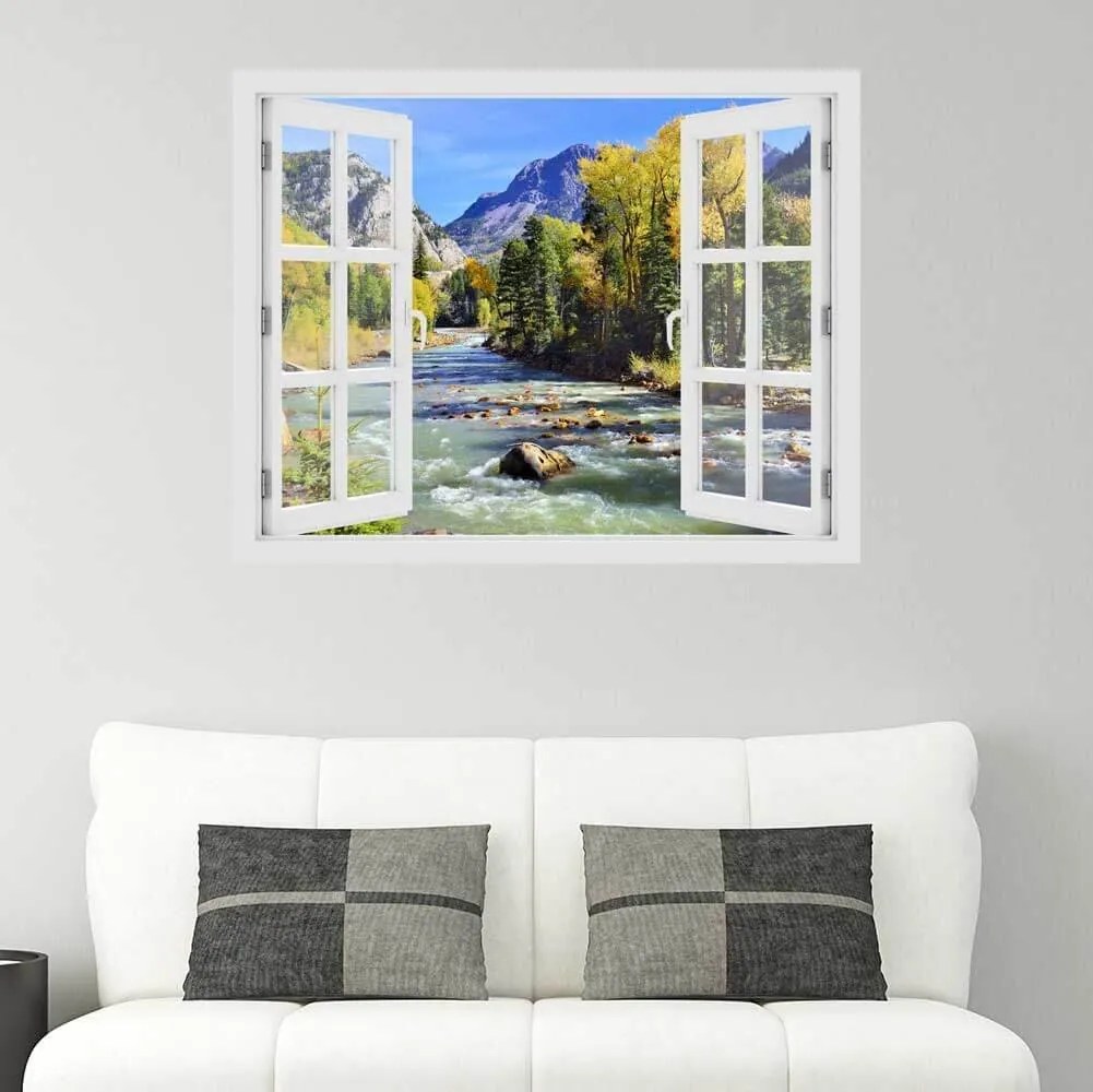 Fereastra cu efect 3D - Rau in muntii Colorado - 119x93 cm