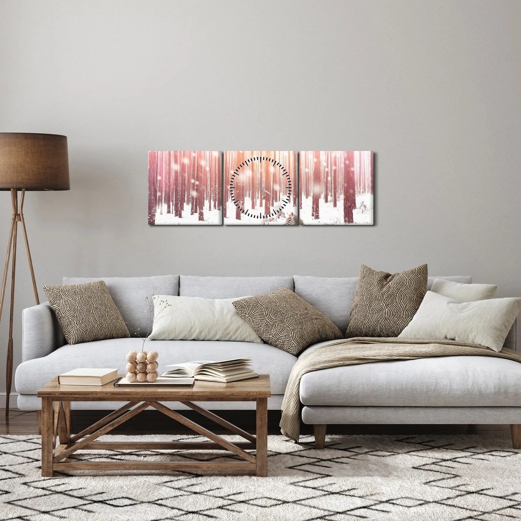 Tablou - Zebra în pădurea înzăpezită (cu ceas) (90x30 cm)