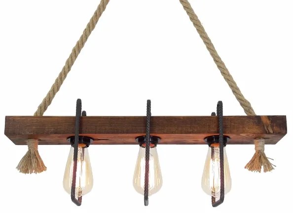 Lustră suspendată pe cablu KUTUK 3xE27/40W/230V, lemn de pin