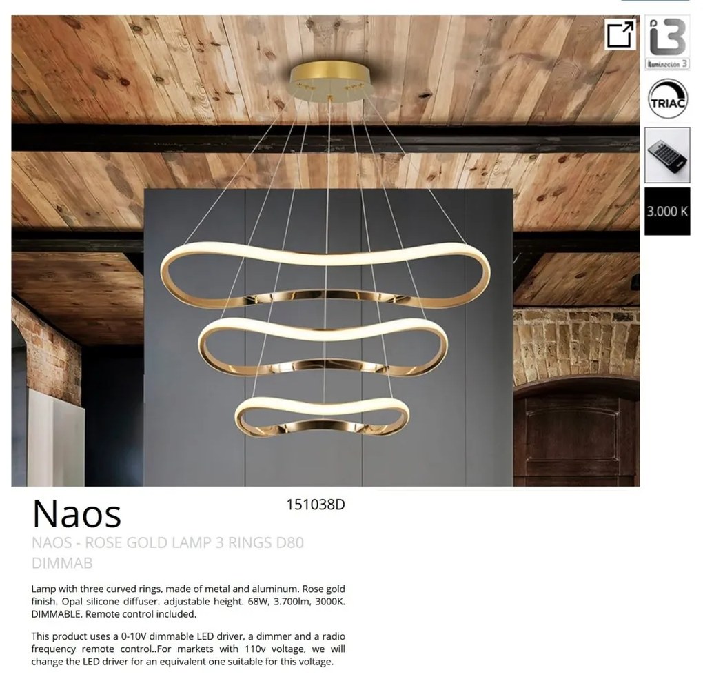 Lustra Led suspendata cu telecomanda Naos