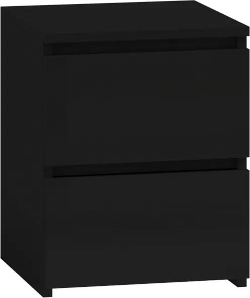 Noptiera cu 2 sertare, model Malwa M2, culoare negru mat