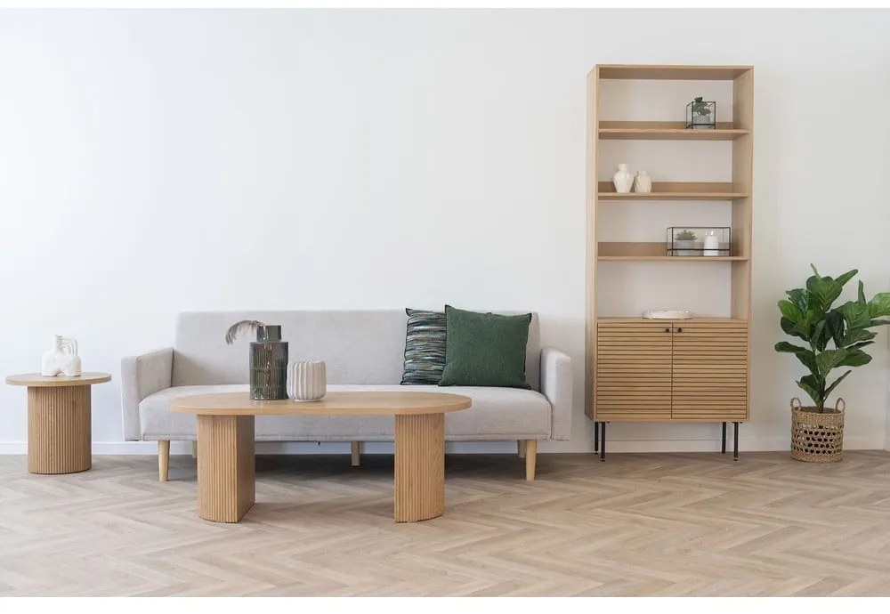 Bibliotecă în culoare naturală cu aspect de lemn de stejar 80x200 cm Kyoto – House Nordic