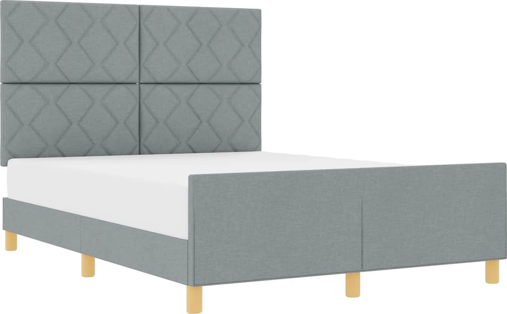 vidaXL Cadru de pat cu headboard Gri deschis 160 x 200 cm țesătură
