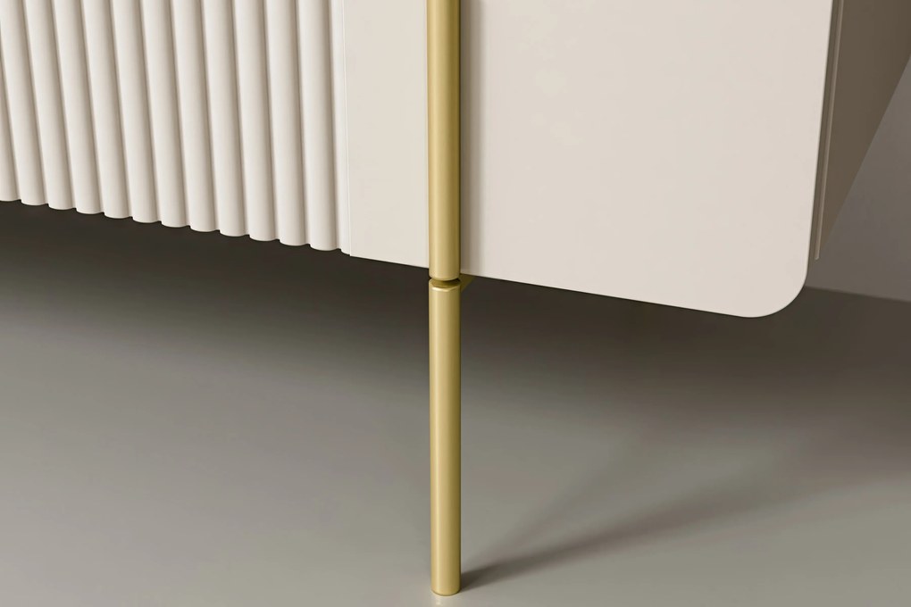Comodă Malmi 150 cm - cashmir / crema bianca / picioare aurii