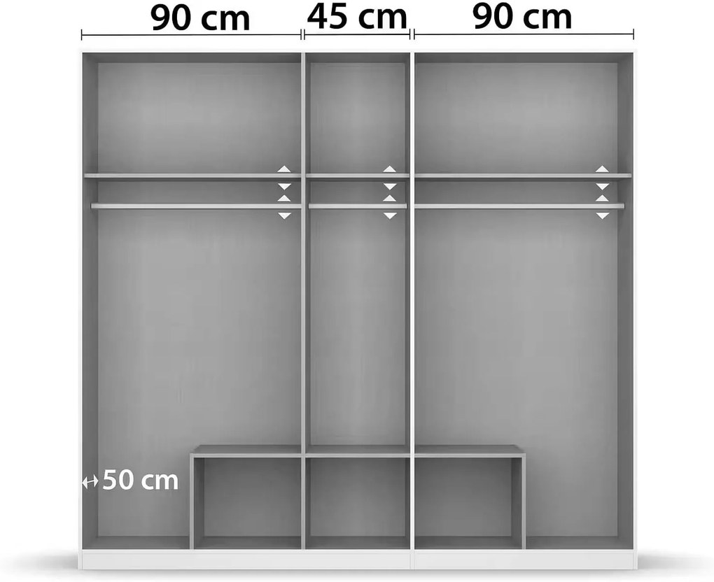 Dulap ~Genova~ in stil clasic, culoare alb,  226 cm lățime