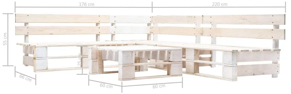 Set mobilier de gradina din paleti, 4 piese, alb, lemn Alb, 4