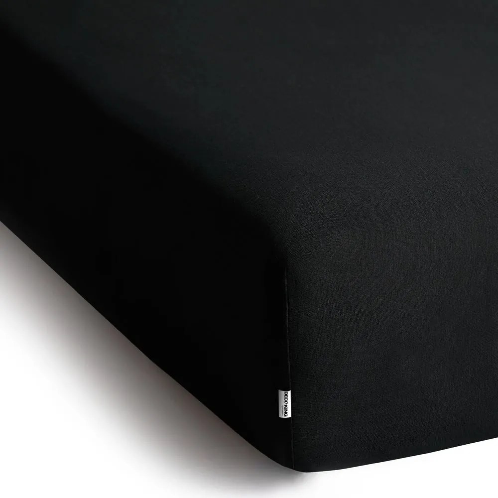 Cearceaf negru din jerseu cu elastic 220x200 cm Amber – Restilo