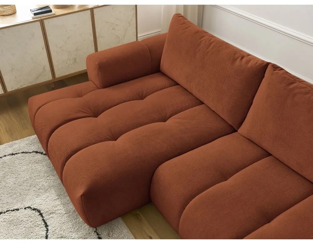 Colțar cărămiziu extensibil/cu spațiu de depozitare (cu colț pe partea stângă/cu șezlong) Fuji – Bobochic Paris