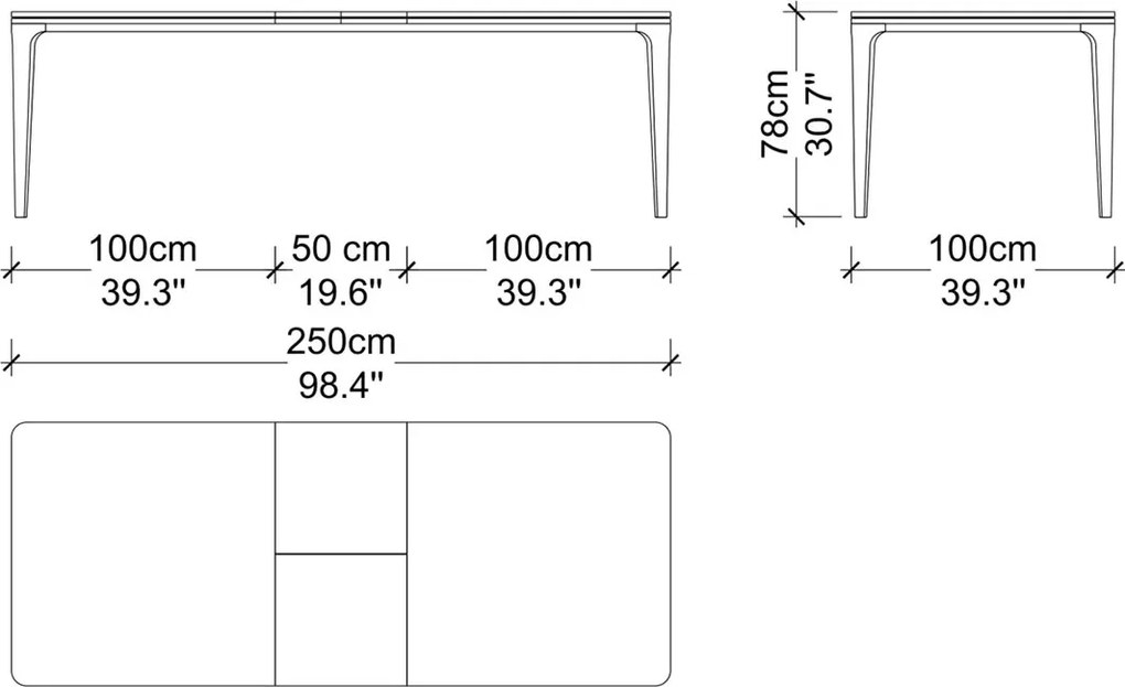 Masă lemn masiv de dining extensibilă Sophia 200/250×100 cm