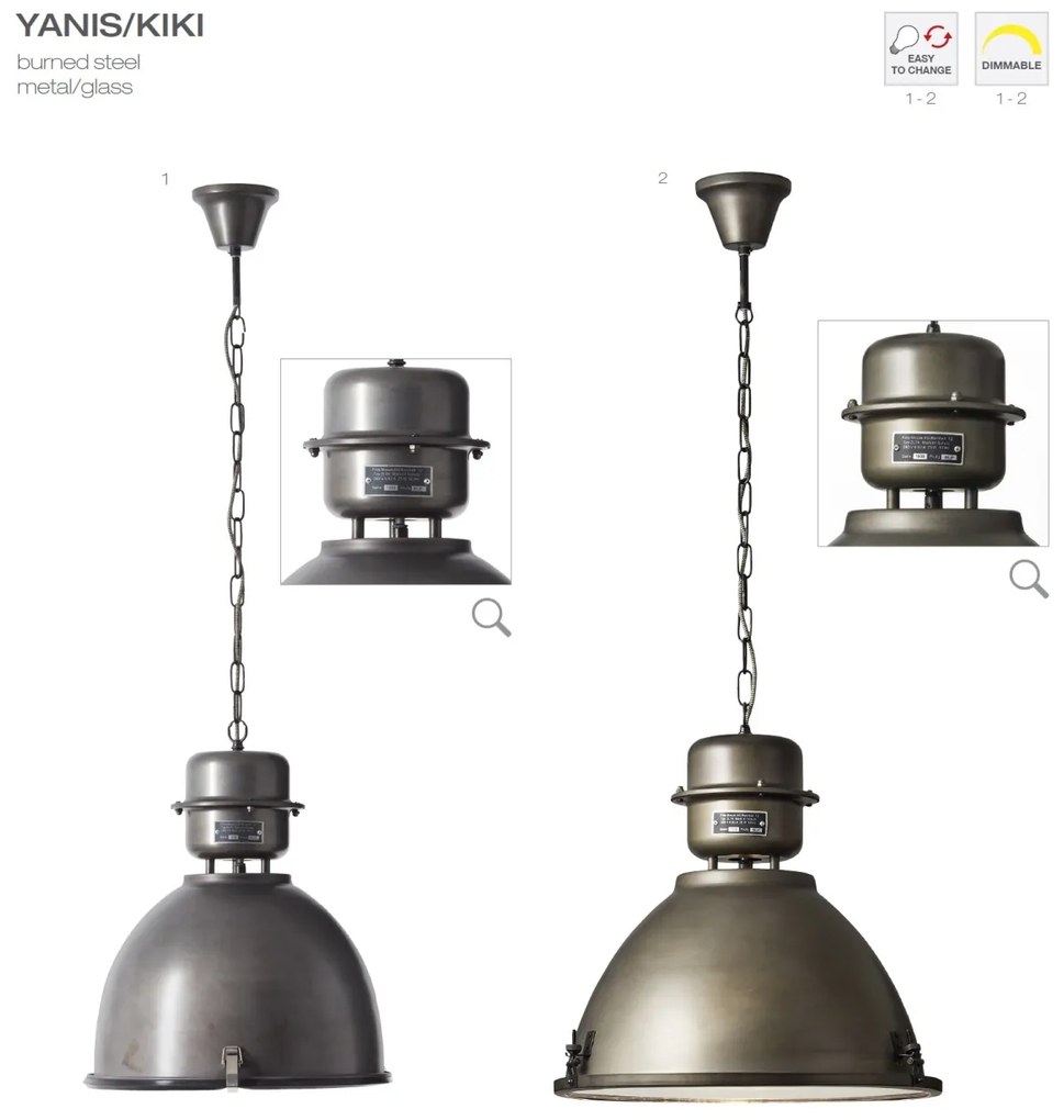 Lustra stil retro-industrial 48cm Kiki otel negru 93758/46 BL