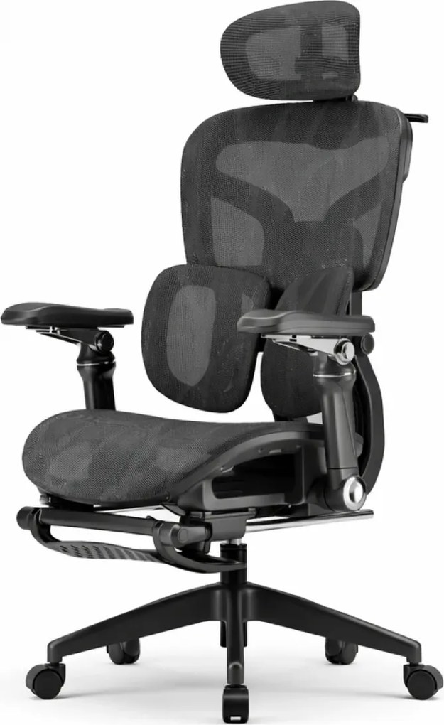 AEROMAX PRO SLIDING Scaun ergonomic, Sezut Translatie, cotiere 6D, Tetiera 3D, Suport lombar dublu ajustabil, Suport picioare, Umeras, Full Mesh, Negru