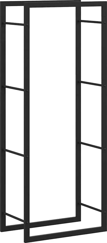 vidaXL Rastel pentru lemne de foc, negru mat, 50x28x132 cm, oțel
