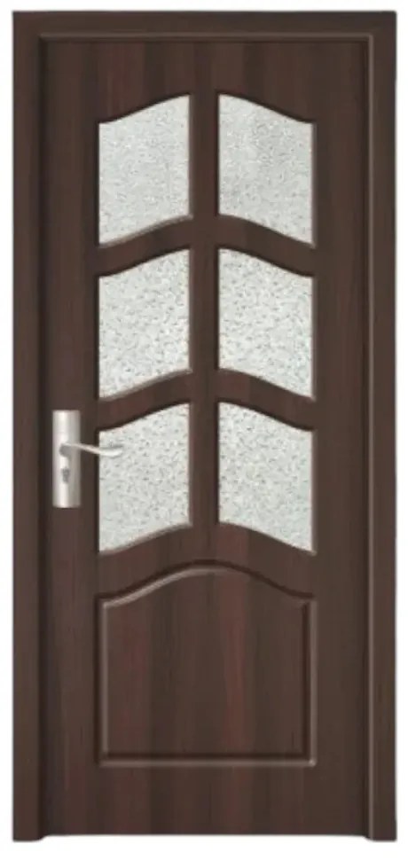 Usa Interior din MDF Novo Doors ND109, Cadru din Lemn Masiv, Geam Sablat, KIT COMPLET, Toc , Manere si balamale incluse (Culoare: Wenge, Toc: