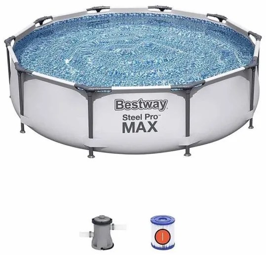 Piscina structura metalica, rotunda, cu filtru, 305x76 cm, Bestway Steel Pro Max